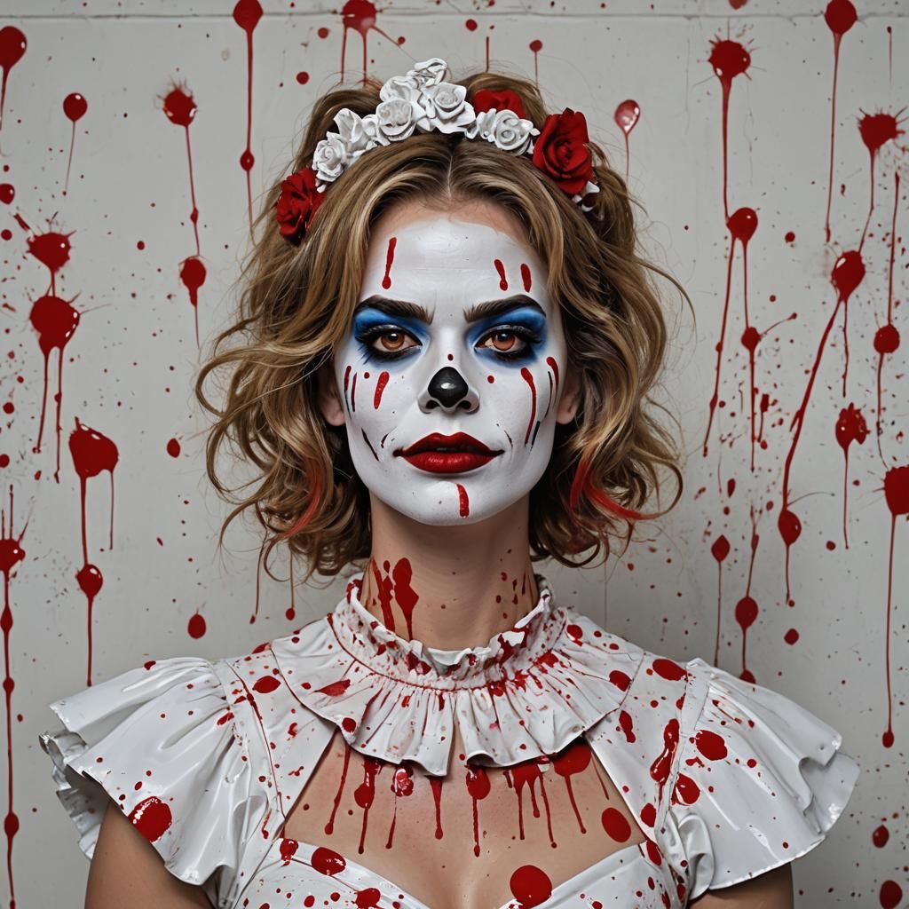 Clown with Bold Makeup and Colorful Background