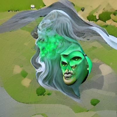 Large Green Witch Face Portrait