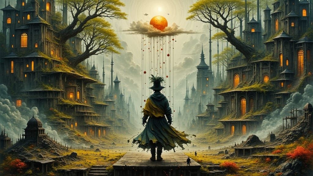 Puppeteer Breaks Free: A Surreal Political Scene