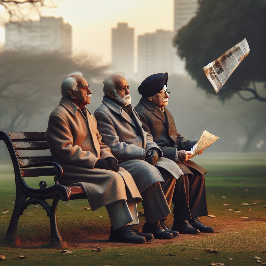 Elderly Friends Awaiting Sunset in Winter Park
