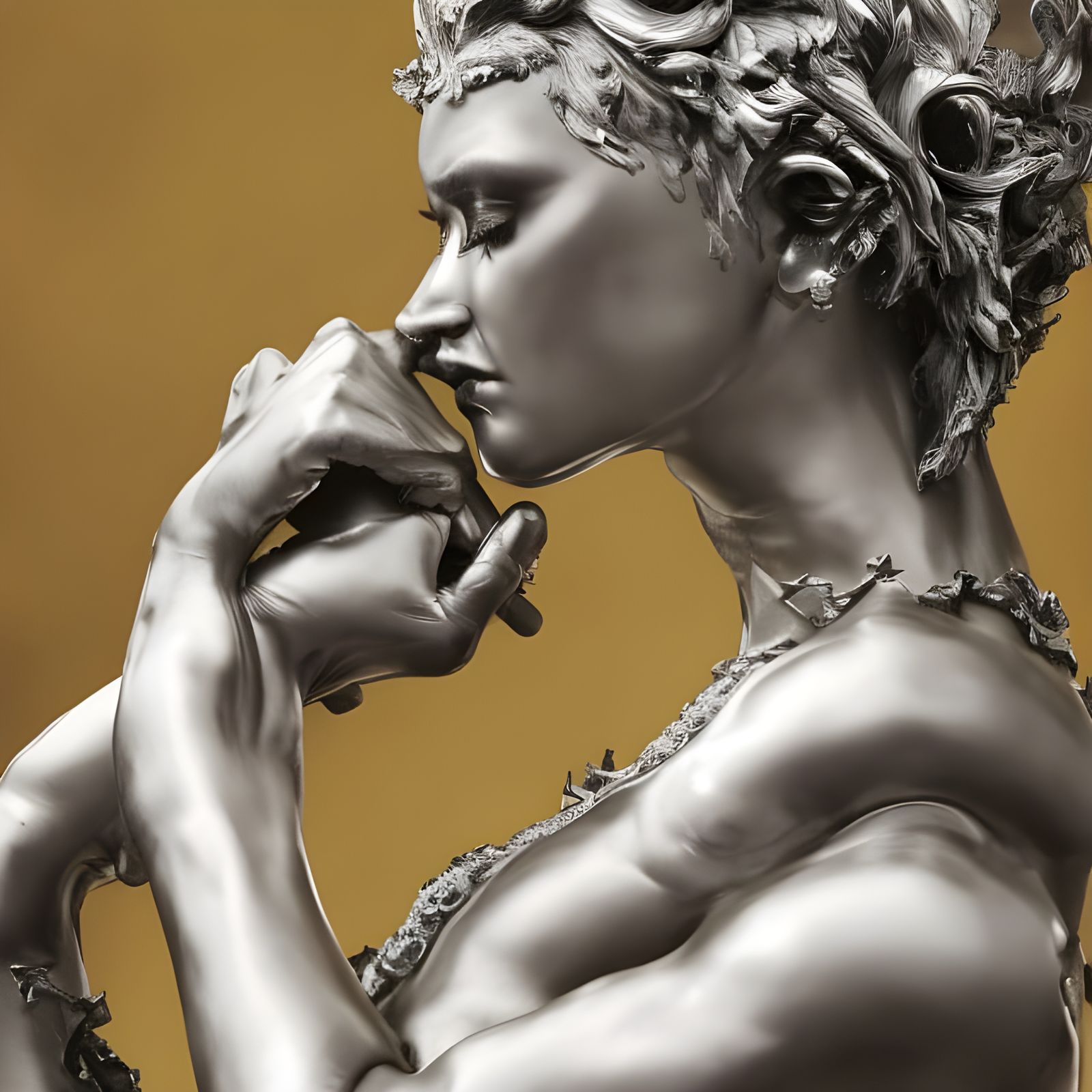 Detailed Silver Sculpture in Eldritch Style