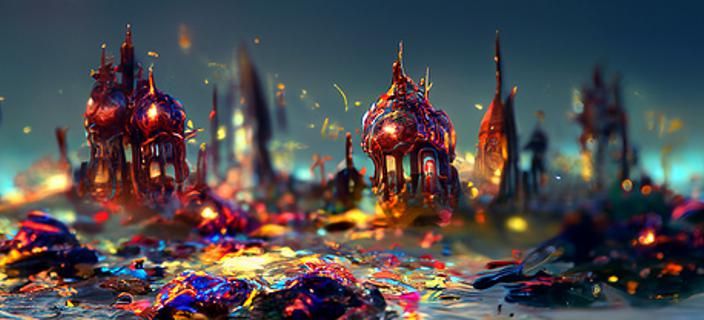 Surreal Landscape Rendering Inspired by Yoshitaka Amano