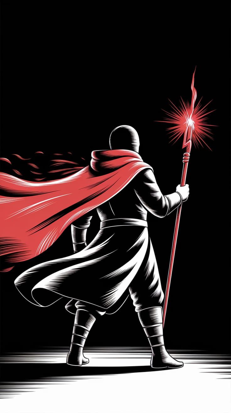 Figure in Red Cloak, Neoist Illustration