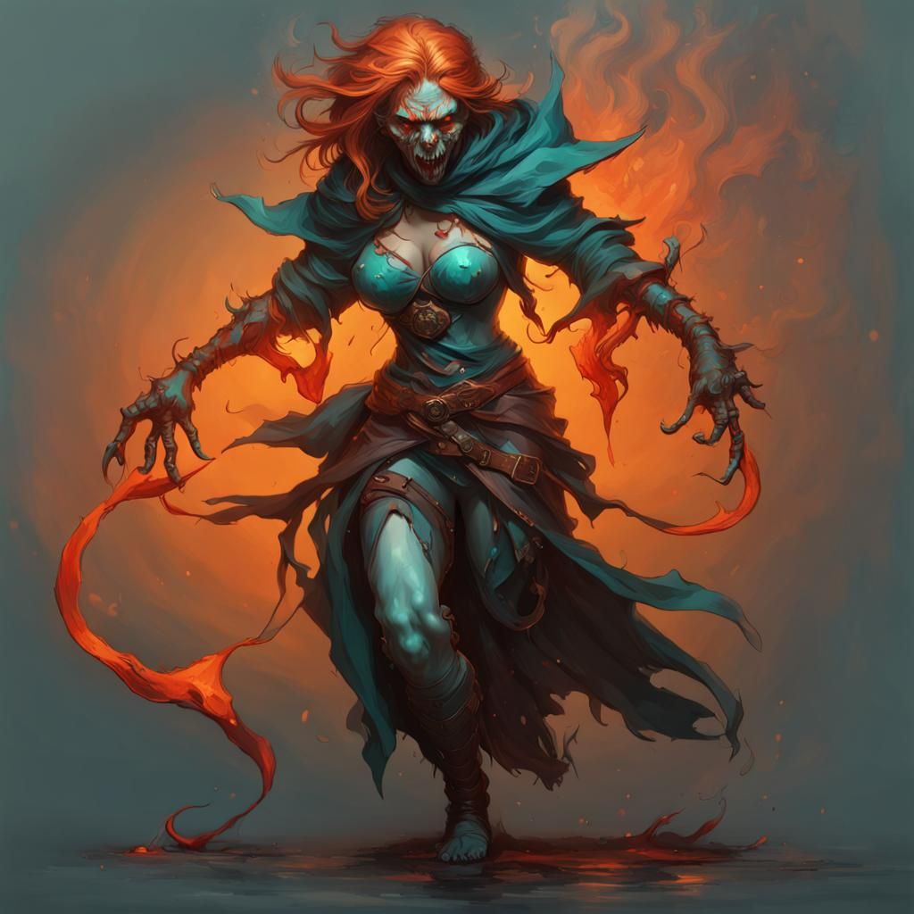 Bloody Female Hobgoblin Demon of Death in Horror Art