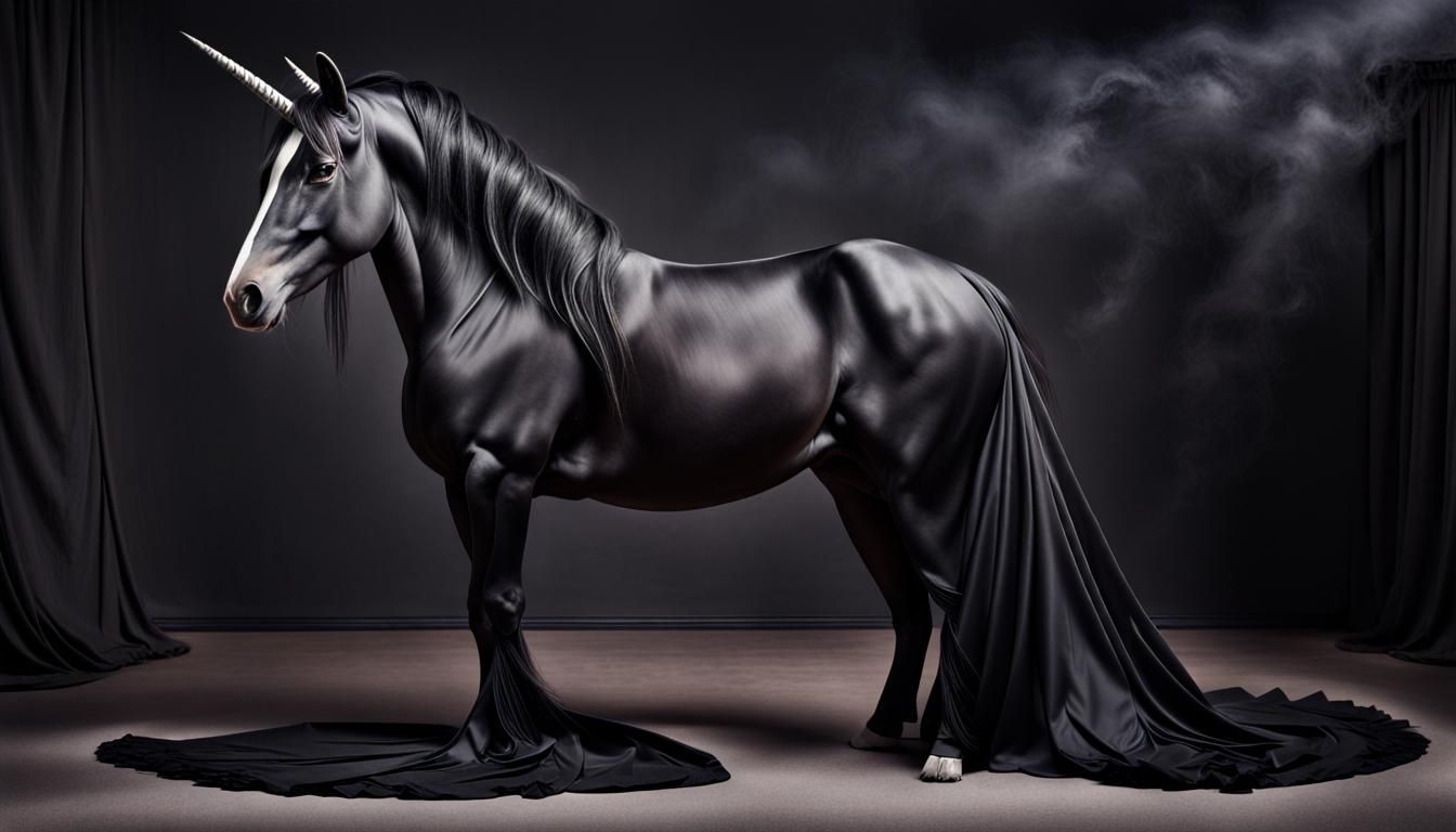 Hyperrealistic Black Unicorn Photo