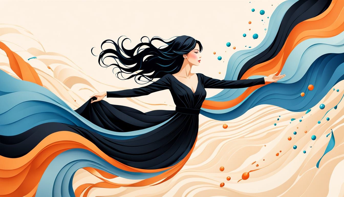 Surreal Woman Floating into Another Dimension