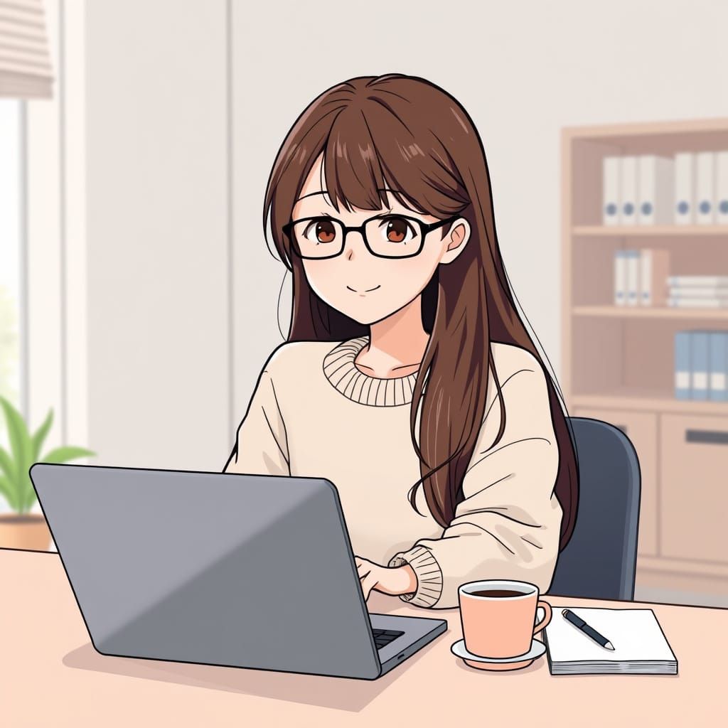 Girl in a Cozy Study Environment