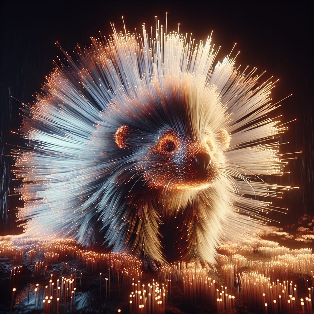 Fiber Optic African Porcupine Digital Matte Painting