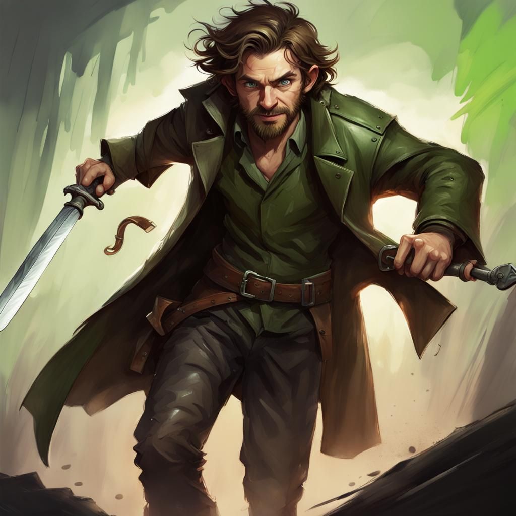 Halfling Rogue Ready to Strike, Hyperrealistic Concept Art