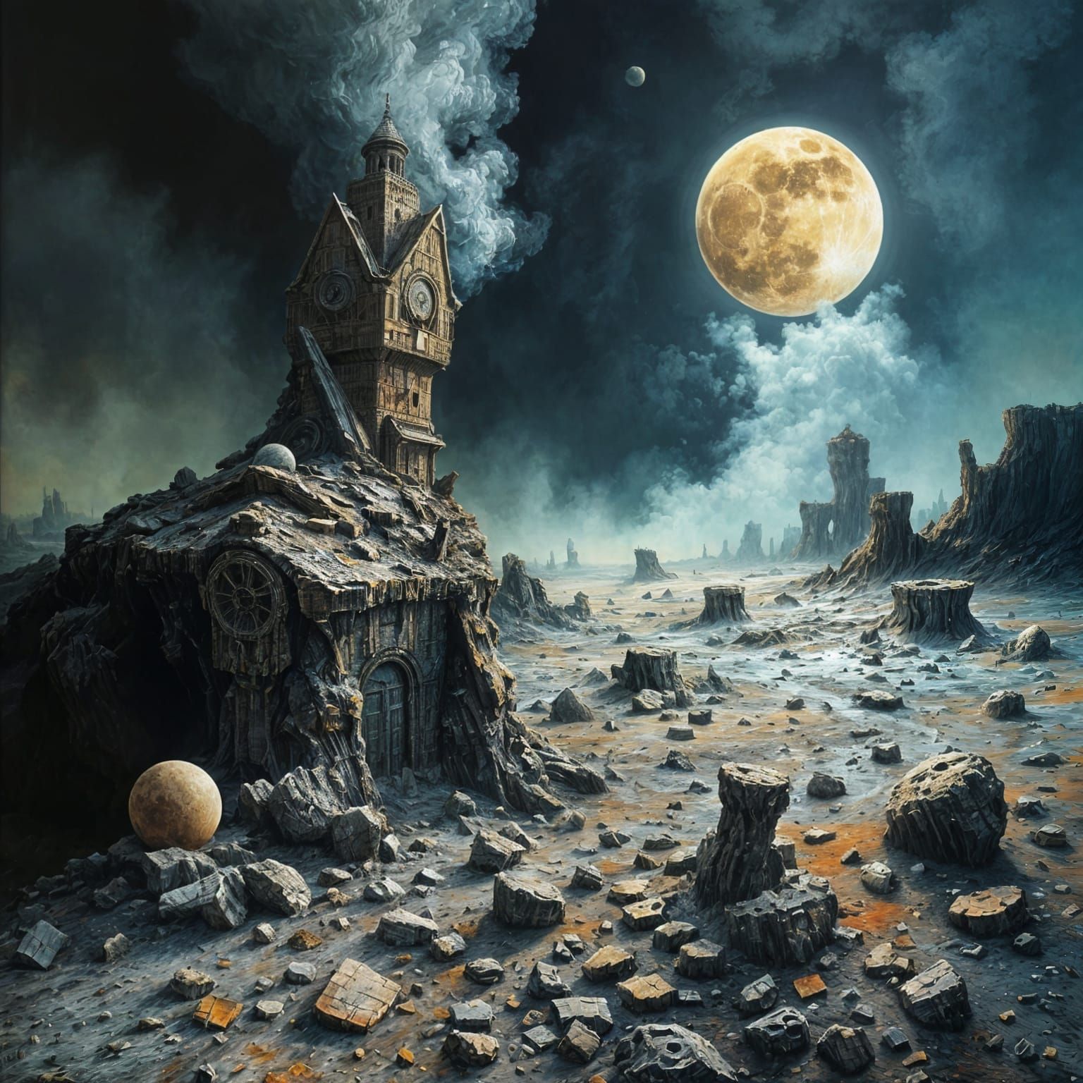 Lunar Apocalypse in Baroque, Gothic Style