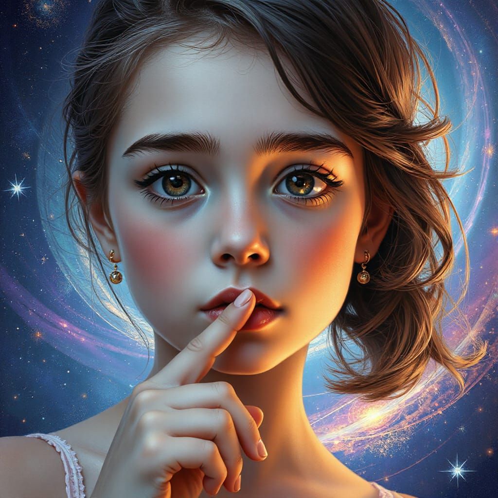 Ethereal Girl in Cosmic Vortex