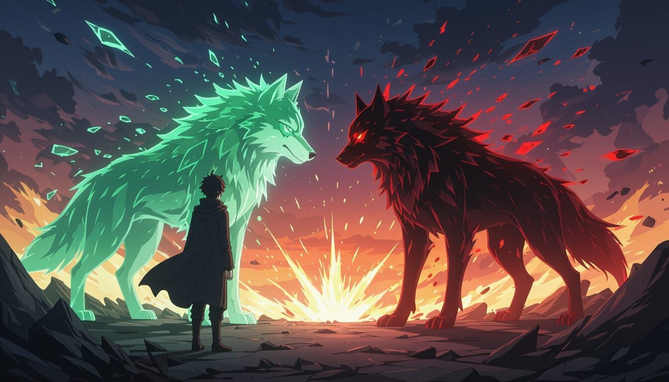 Epic Battle in Solo Leveling Style with Wolf Aura