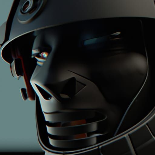 Evil Sci-Fi Fighter Pilot with Skull Helmet