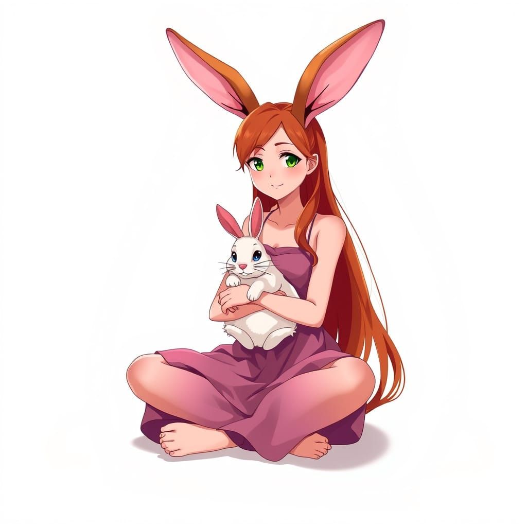 Adult Easter Bunny Girl in Vibrant Spring Dress