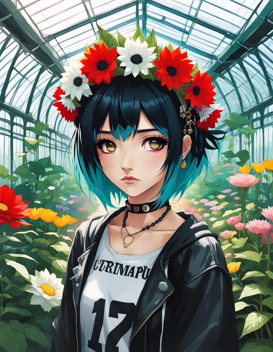 Emo Punk Princess in Greenhouse, Anime Style