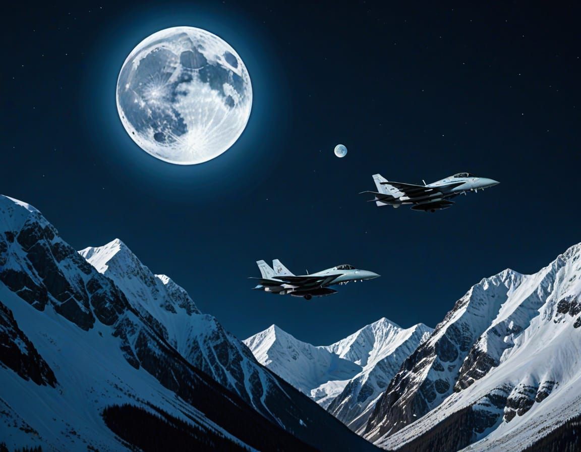 Fighter Jets Fly Through Icy Mountain Pass