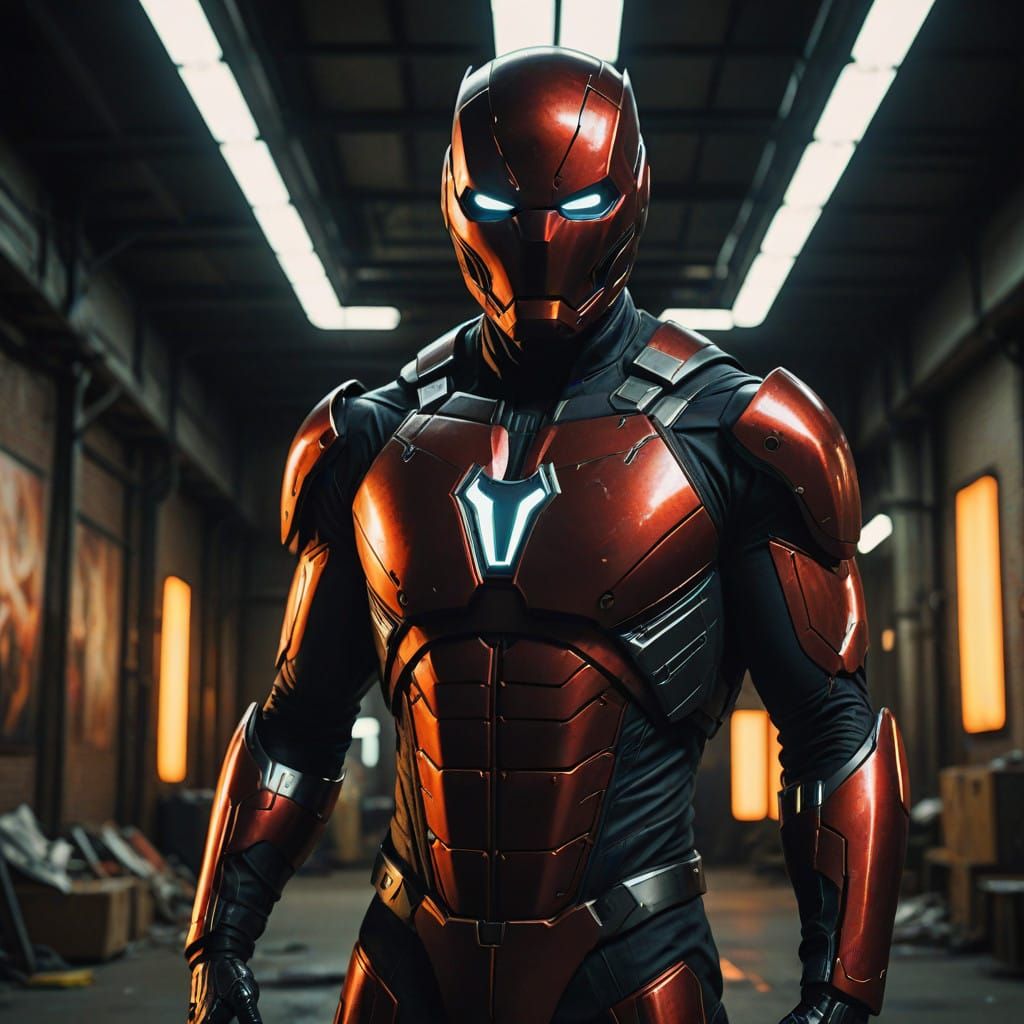 Heroic Teenage Superhero in Glowing 35mm Film-Style Suit