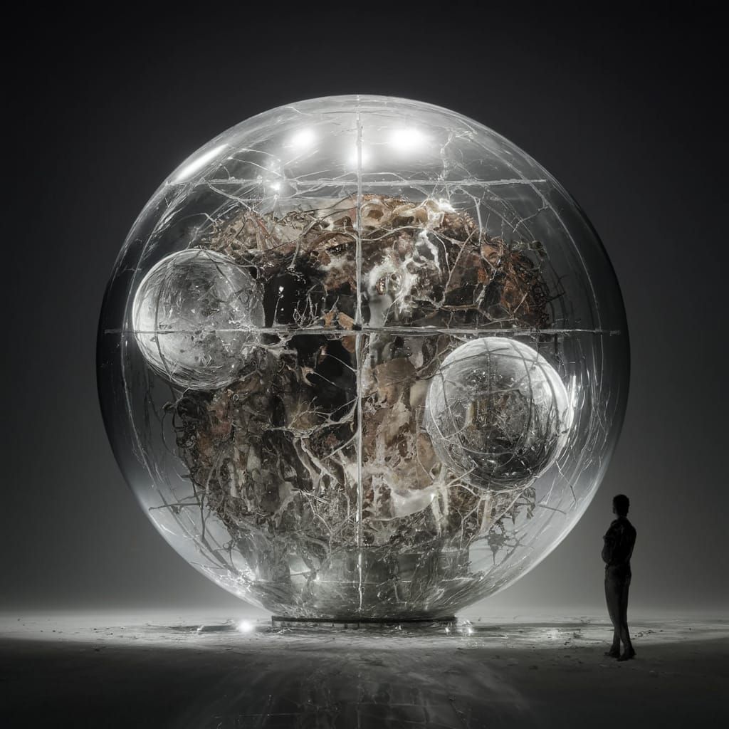 Surreal Glass Sculpture with Nested Spheres