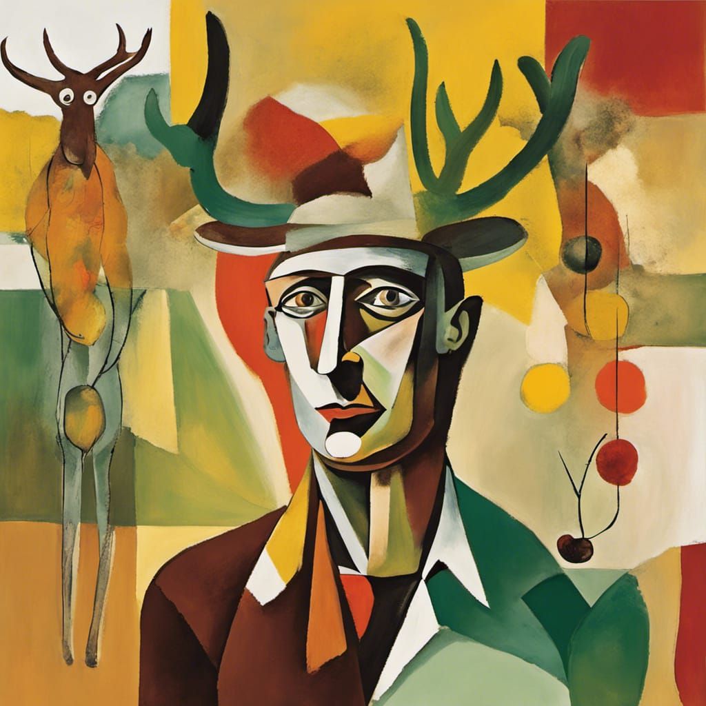 Surreal Reindeer-Vegetable Hybrid in Abstract Landscape