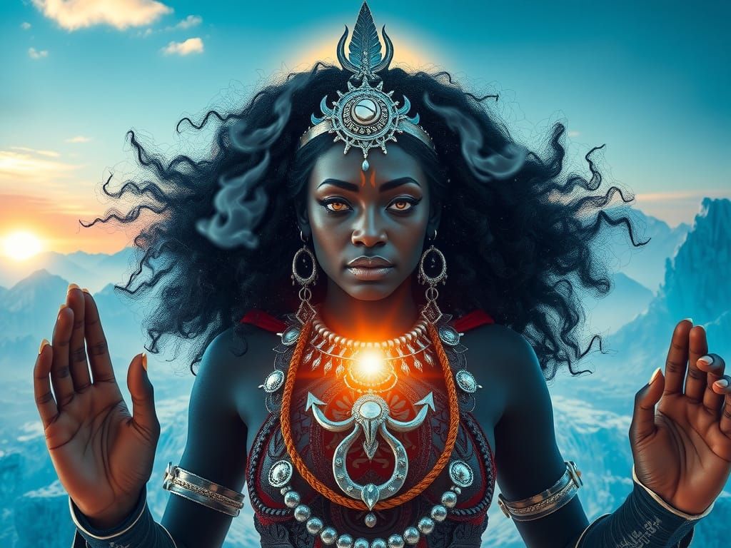 Goddess Shiva Avatar in Surreal Arctic Landscape