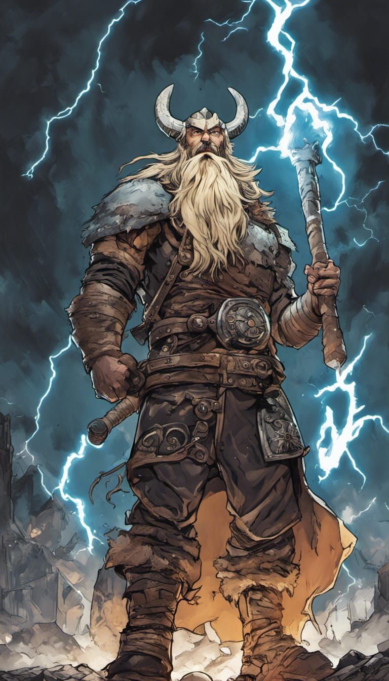 Epic Anime Viking Hit by Lightning