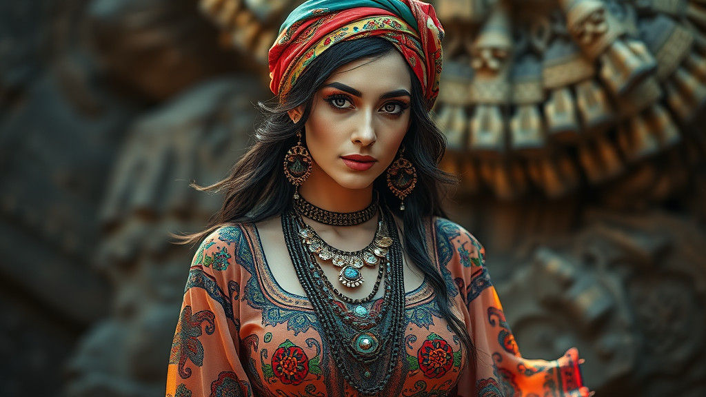 Gypsy Woman in Moebius Cartoon Style