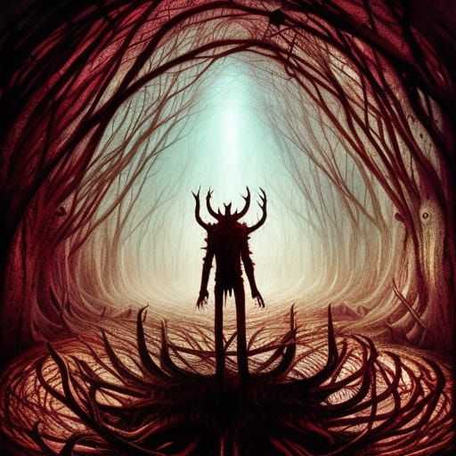 Stickman in Wonder Hell: A Lovecraftian Digital Illustration