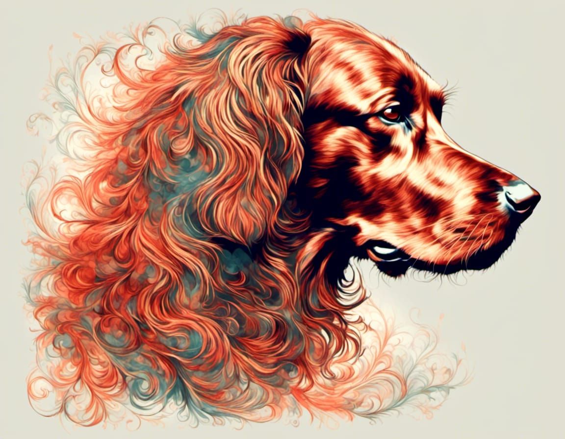 red curly haired Irish Setter