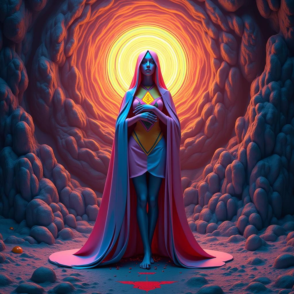 High Priestess Tarot Card in Geometric Fantasy Style