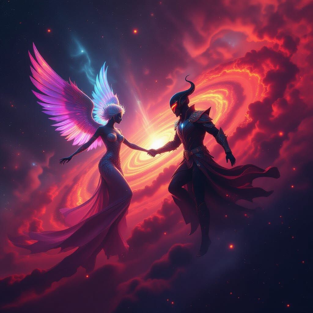 Celestial Dance of Order and Entropy in Neon Galaxy