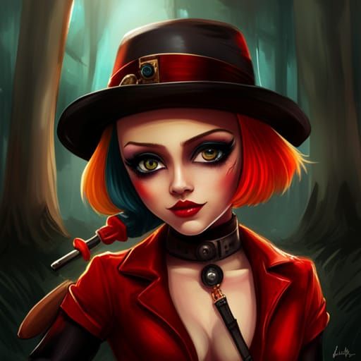 Adorable Chibi Harley Quinn in Splash Art Style