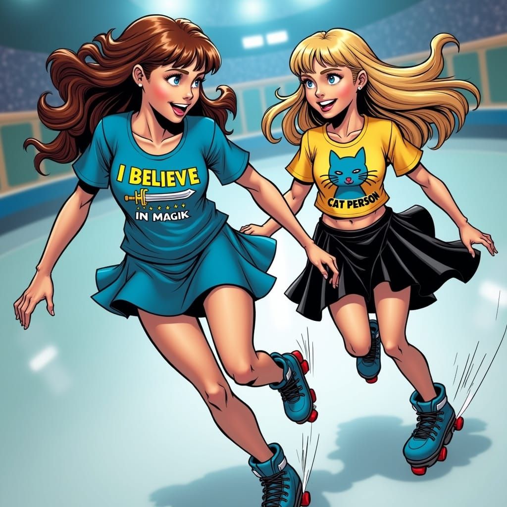 Rollerskating Heroes Magik and Shadowcat in Futuristic Actio...