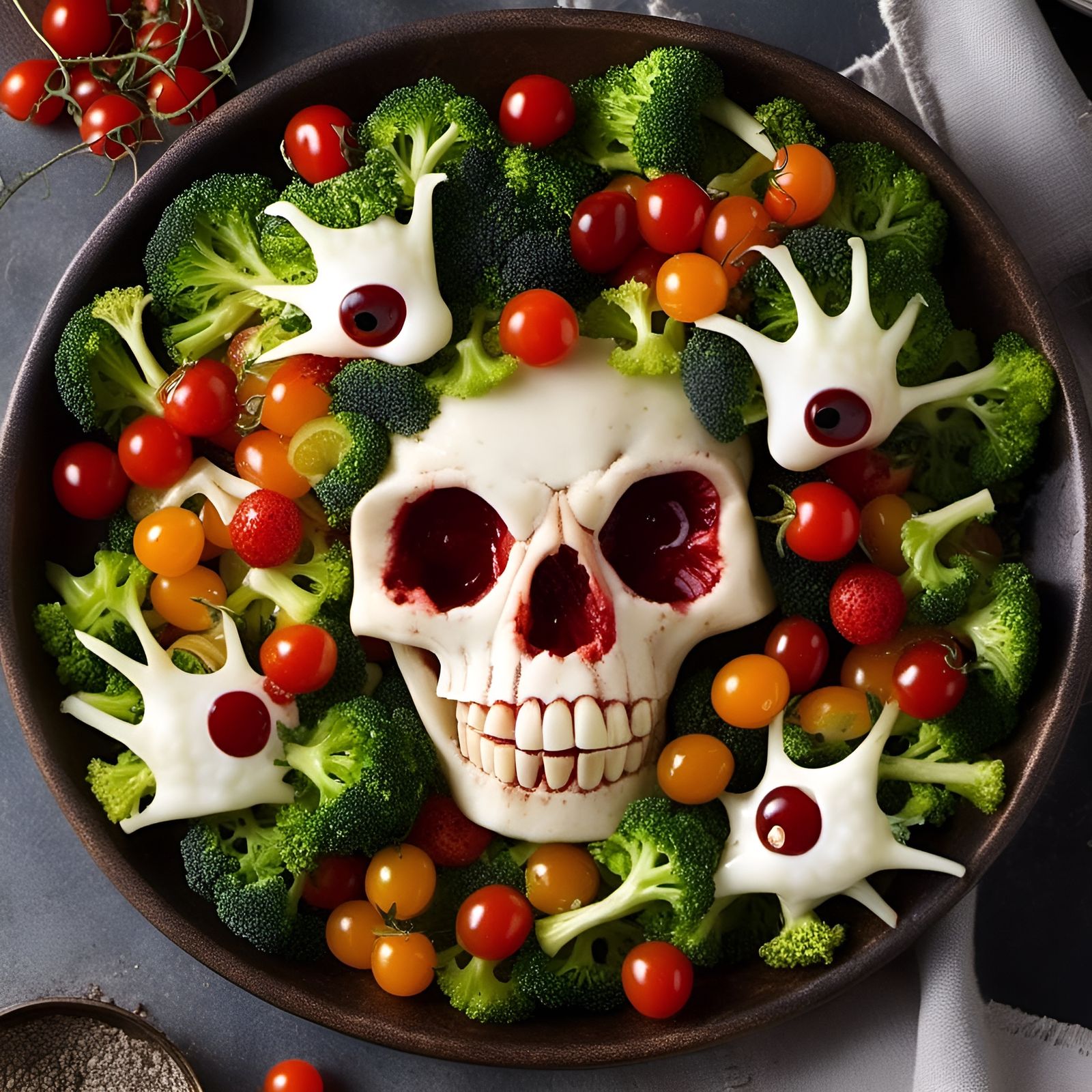 Gruesome Halloween Salad with Human Body Parts