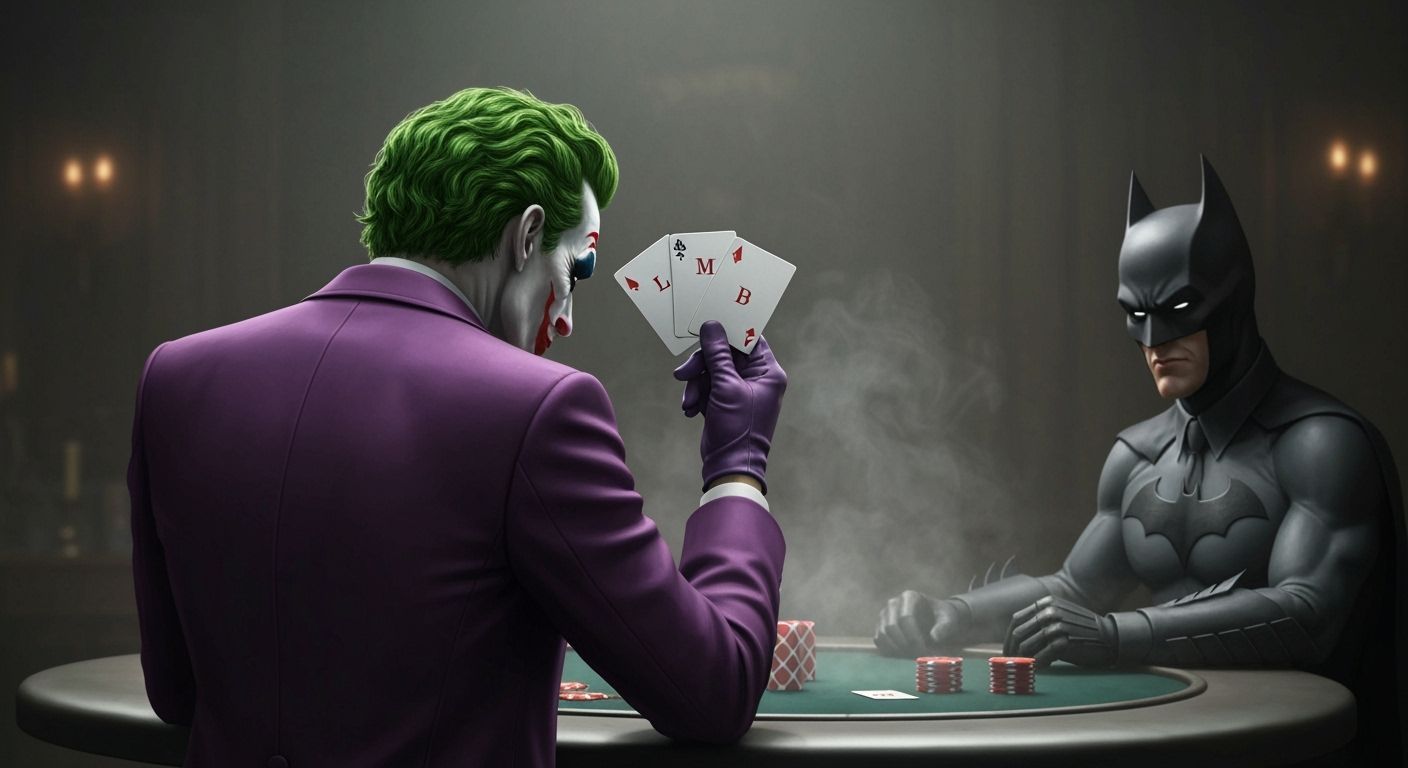 Joker and Batman Poker Showdown in Gritty Style