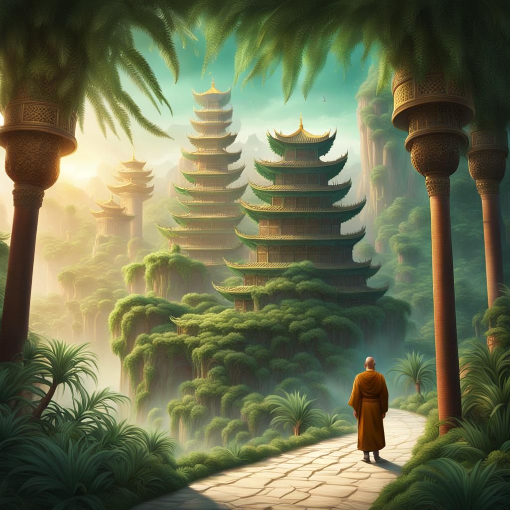 Palm Garden at Soaring Jade Sect: Digital Matte Painting