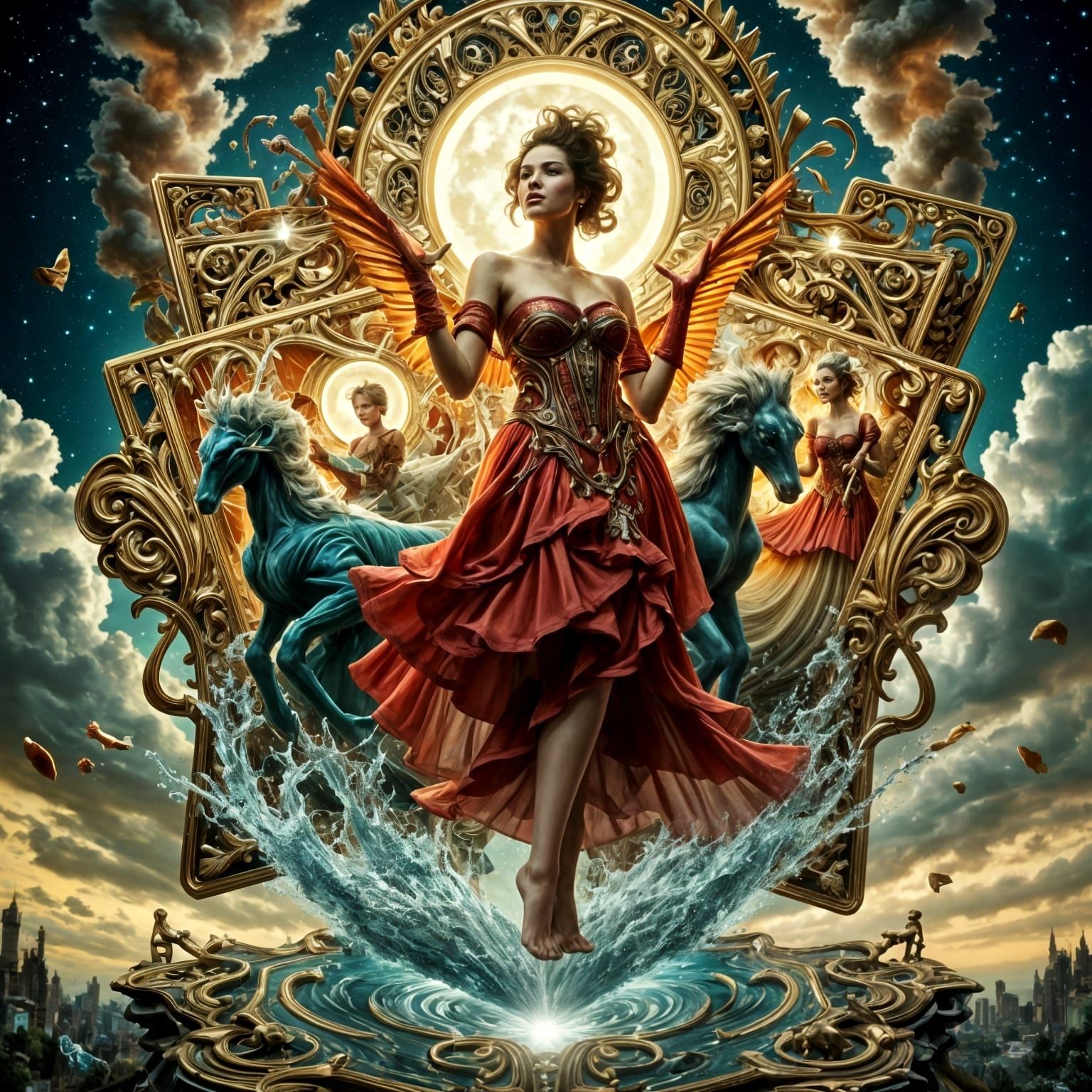 Hyperrealistic Tarot Cards Falling From Sky