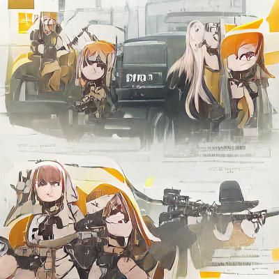 Anime Girls with Guns Illustration