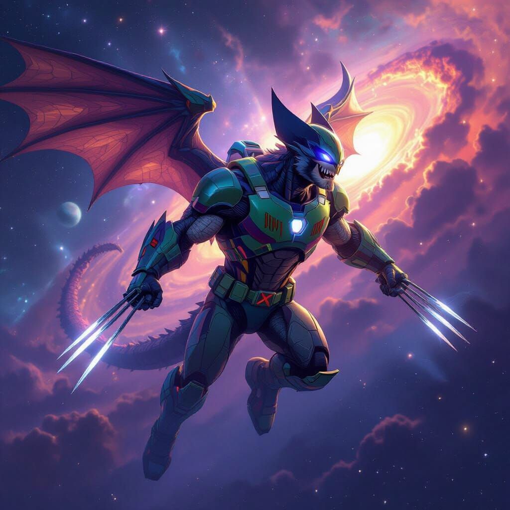 Dragon-Wolverine-Buzz Lightyear Hybrid in Cosmic Space