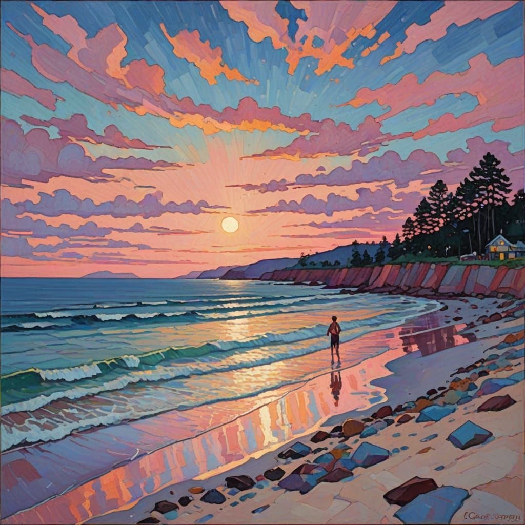 Summer Nights Beach Bonfire at Twilight