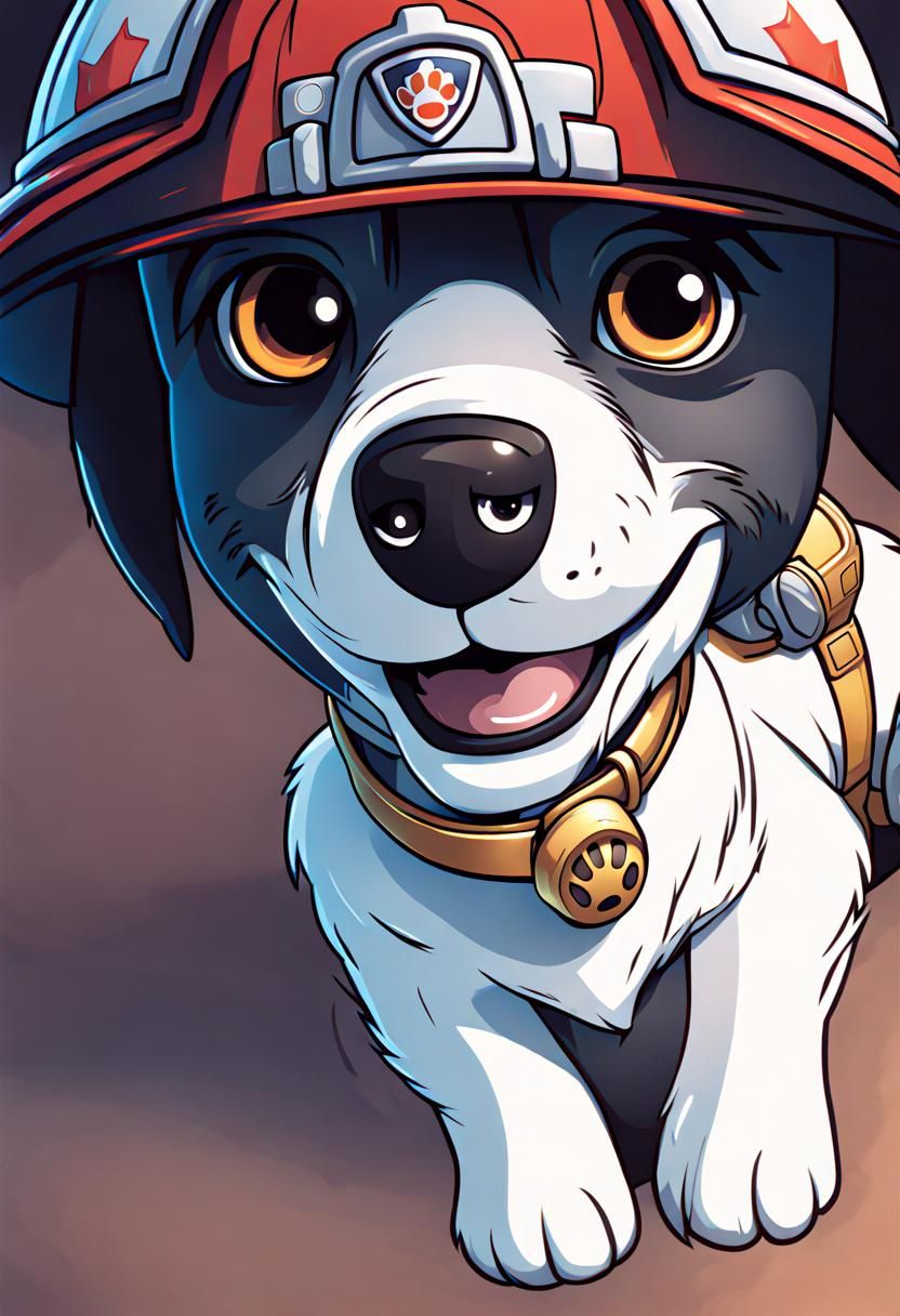 Fireman Dog in Paw Patrol Comic Style