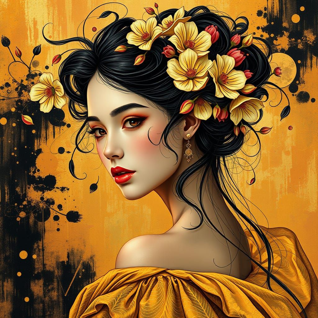 Surrealistic Portrait of a Young Woman in Dreamlike State