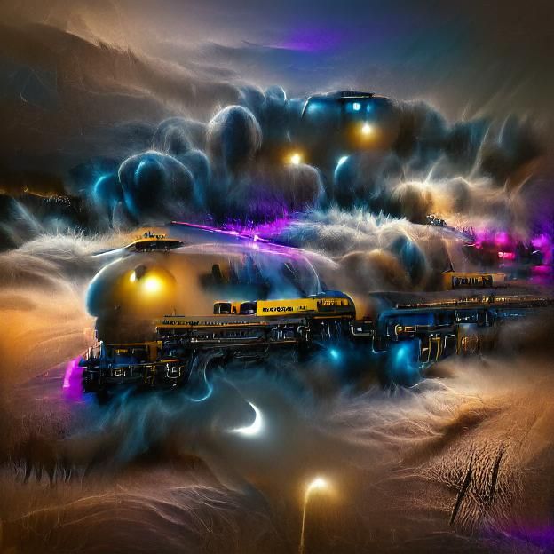 Night Train Journey Under Moonlight