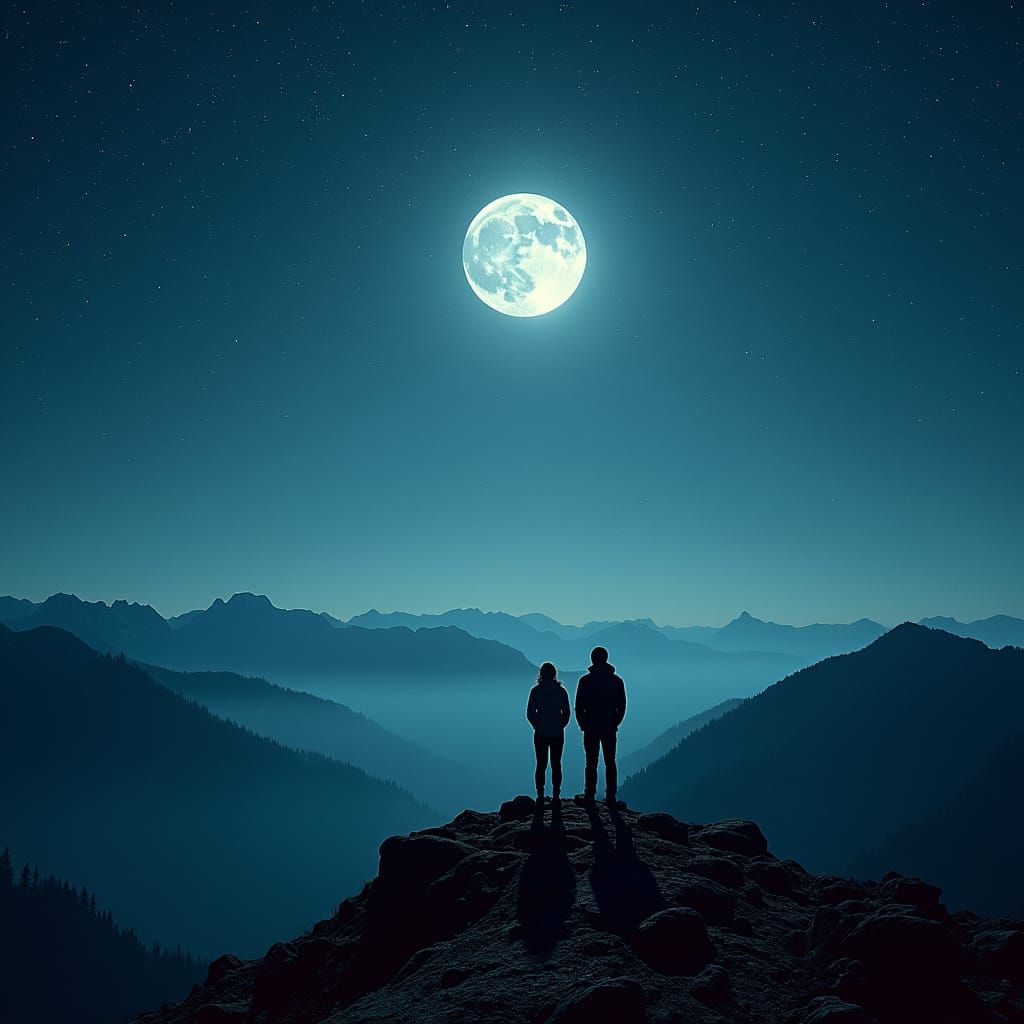 Starry Night Mountain Landscape in Cinematic Style