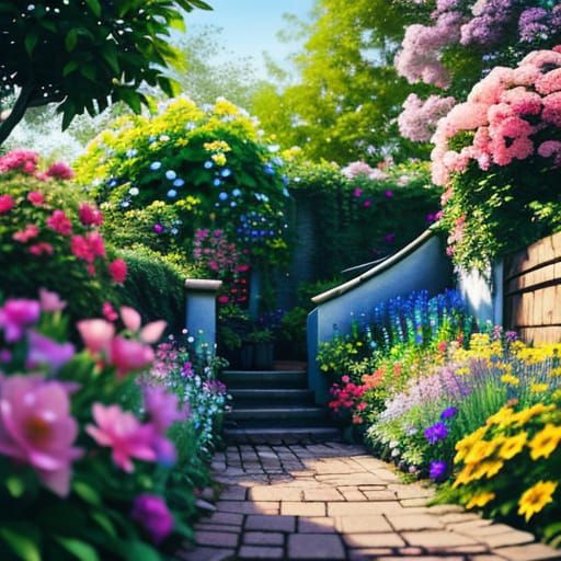 Surreal Eco-Friendly Community in Solarpunk Style