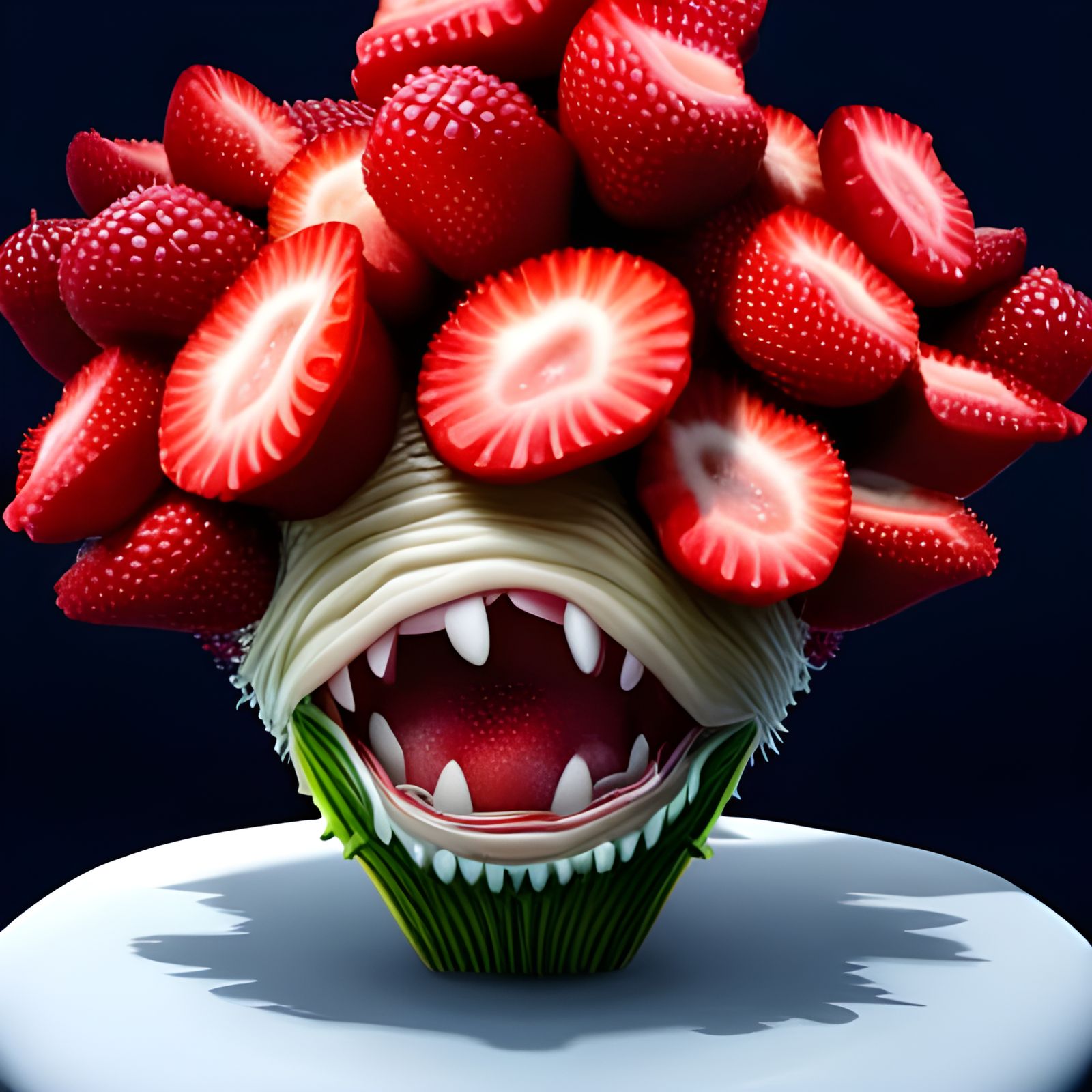 Evil Strawberry Mimic Creature in Cake Disguise