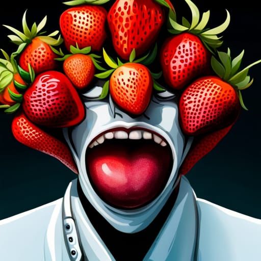 Photorealistic Strawberry Monster Mimic with Edible Flowers