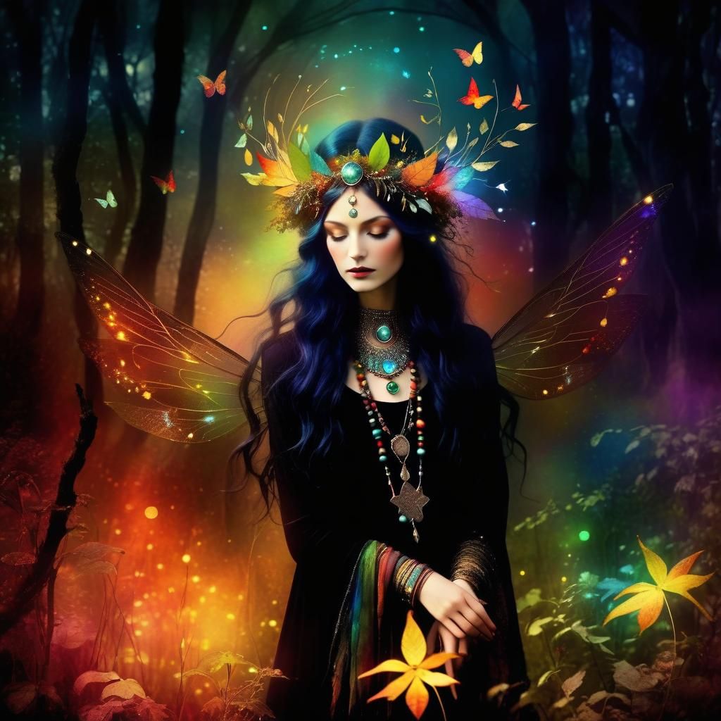Mystical Druid Priestess in Enchanted Forest