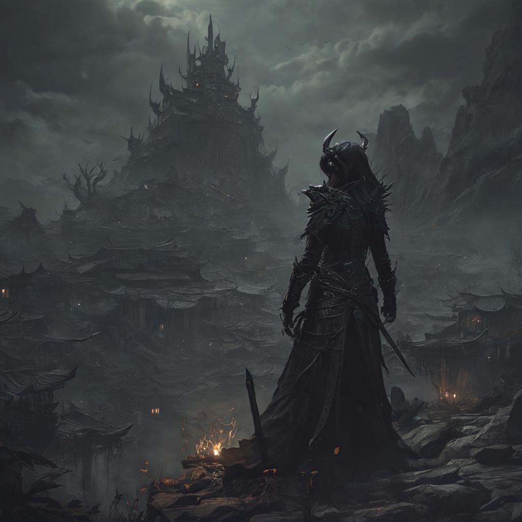 Dog Guardian of Galaxy in Dark Fantasy Style