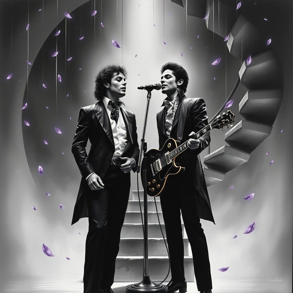 Cyberpunk-Inspired Portrait of Michael Jackson and Prince in...