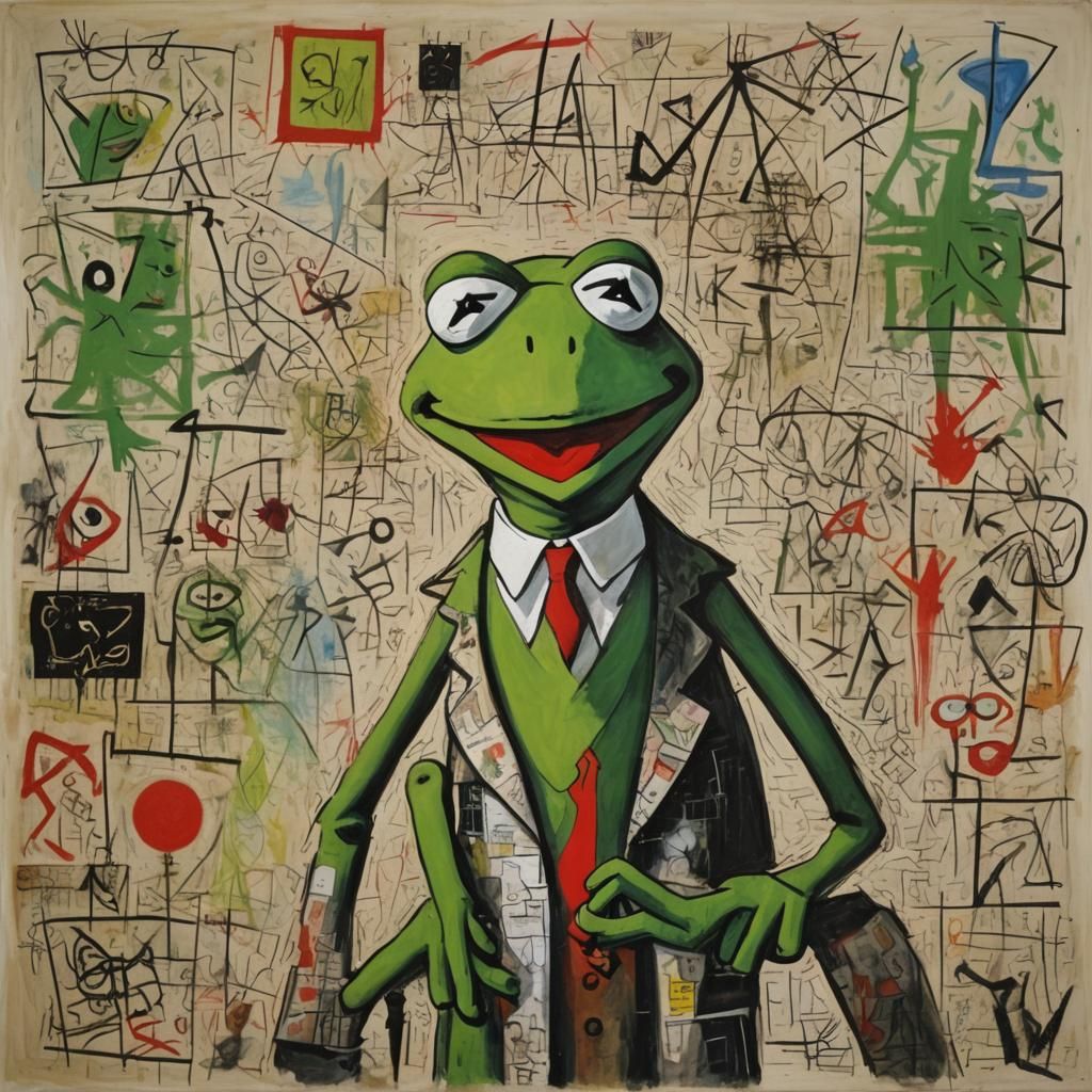 Kermit the Frog in Abstract Cubism Style